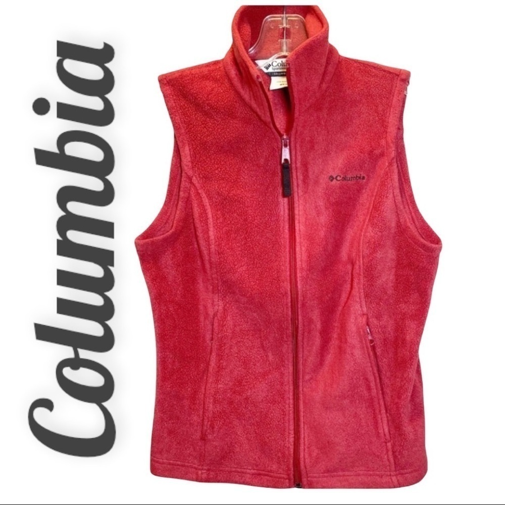 COLUMBIA Full Zip‎ Fleece Mock Neck Vest in Coral, Size XS